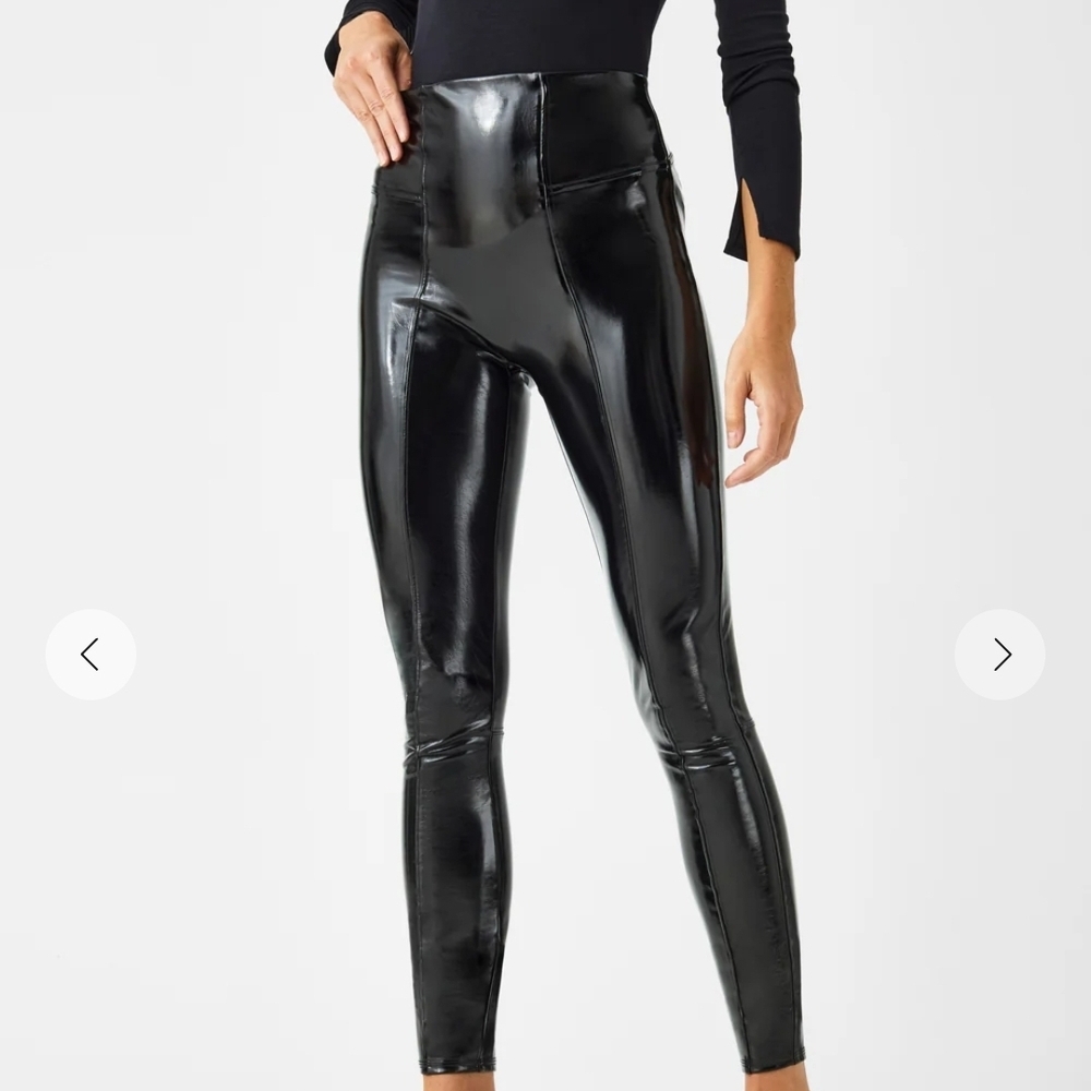 SPANX Shiny Black Faux Leather Leggings